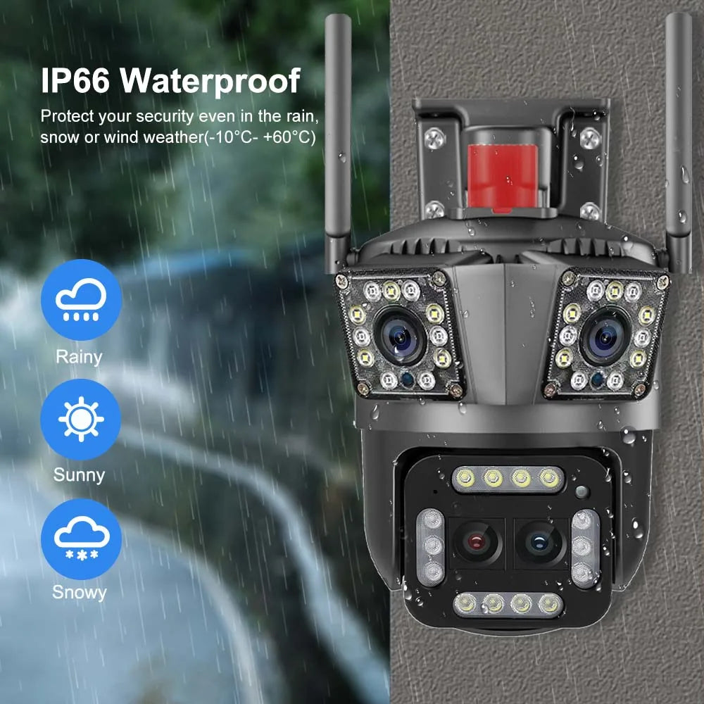 16MP 8K WiFi Camera 12X Zoom Four Lens Outdoor PTZ Camera Security Protection Ai Tracking 4K IP Camera CCTV Surveillance Cameras