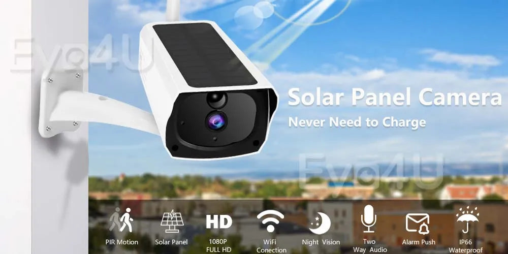 1080P IP Bullet Camera WiFi Outdoor Battery Solar Panel CCTV Wireless Surveillance Cam Home Security Protection Two Way Audio