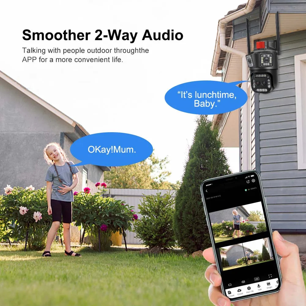 16MP 8K WiFi Camera 12X Zoom Four Lens Outdoor PTZ Camera Security Protection Ai Tracking 4K IP Camera CCTV Surveillance Cameras