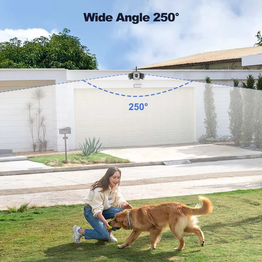 5K 9MP WiFi Outdoor Camera Three Lens Fixed 250° Wide Angle Panorama Cam Security Protection Motion Detection Video Surveillance