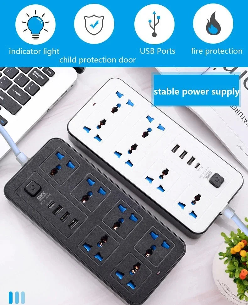 Xiaomi Power Multi Tap Universal Plug EU US UK Outlet Power Strip with 2m Extension Cord AC Type C USB Charge Electrical Socket