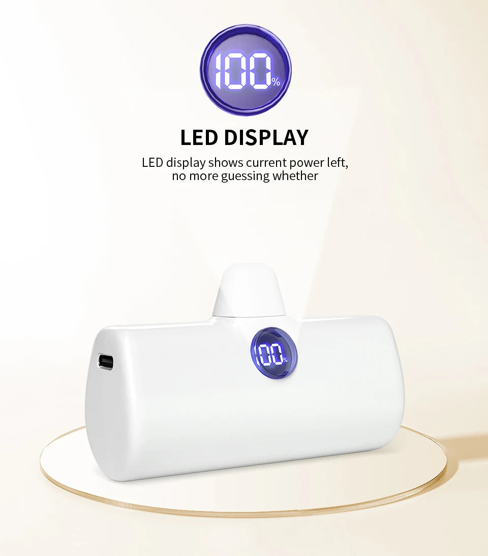 Fast Charge Portable Charger for iPhone Samsung Xiaomi Compact External Spare Battery Built-in Cable Quick Charge Power Bank