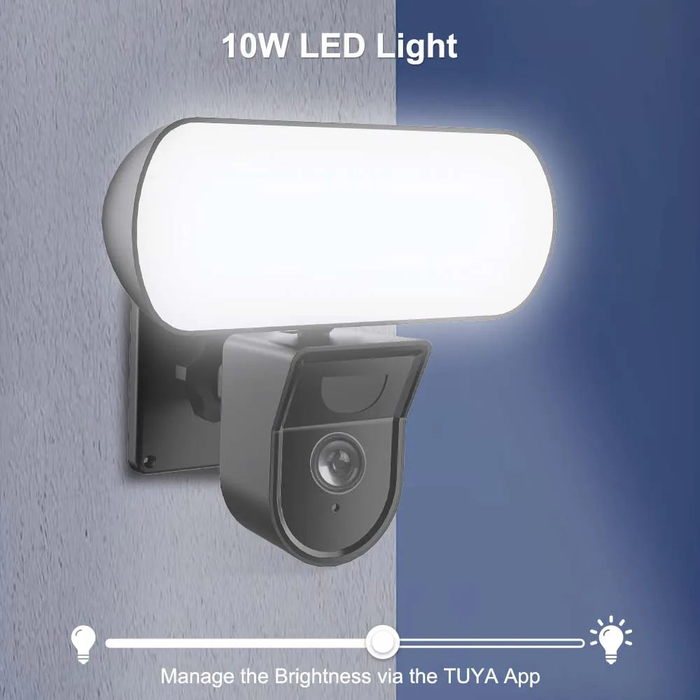 3MP Tuya WiFi Floodlight Camera 10W Garden Wall Lamp Security Cameras Outdoor IP65 PIR Detection Smart Sensor Light Alarm Audio