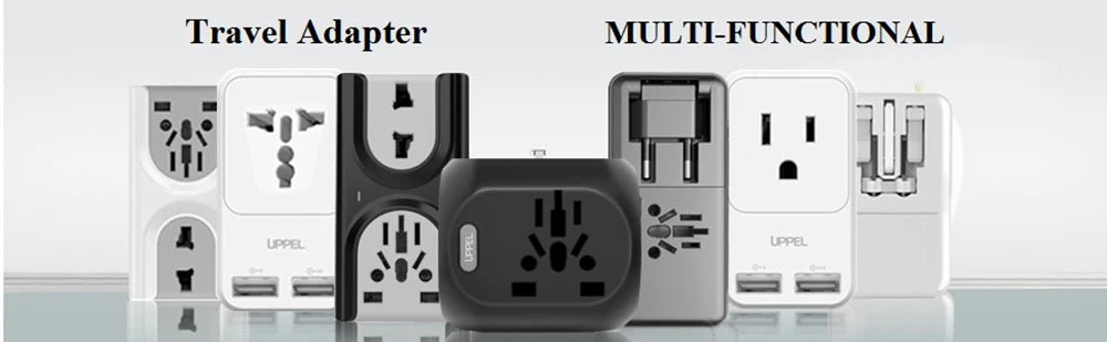 UPPEL Universal Travel Adapter US/UK/AU/EU Multiple Plug Converter Fast QC3.0 Type C USB Charger 3 Ports European Power Adapter