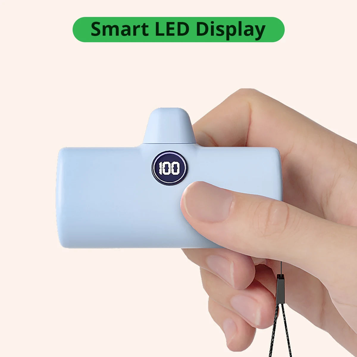 Fast Charge Portable Charger for iPhone Samsung Xiaomi Compact External Spare Battery Built-in Cable Quick Charge Power Bank