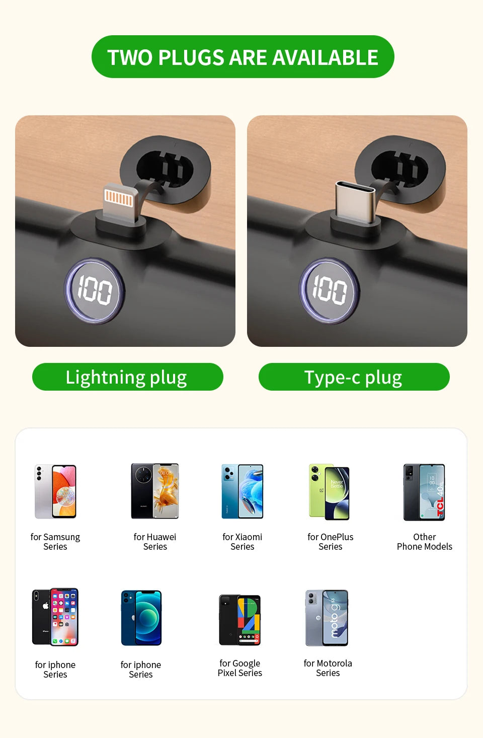 Fast Charge Portable Charger for iPhone Samsung Xiaomi Compact External Spare Battery Built-in Cable Quick Charge Power Bank