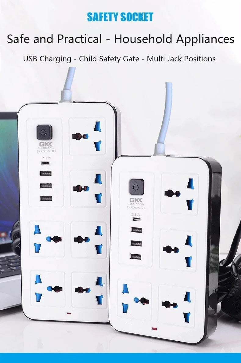 Xiaomi Power Multi Tap Universal Plug EU US UK Outlet Power Strip with 2m Extension Cord AC Type C USB Charge Electrical Socket