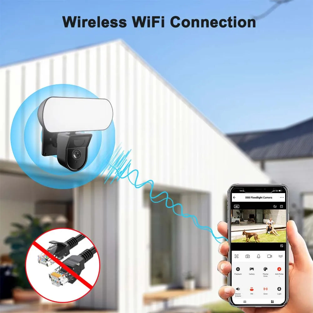 3MP Tuya WiFi Floodlight Camera 10W Garden Wall Lamp Security Cameras Outdoor IP65 PIR Detection Smart Sensor Light Alarm Audio