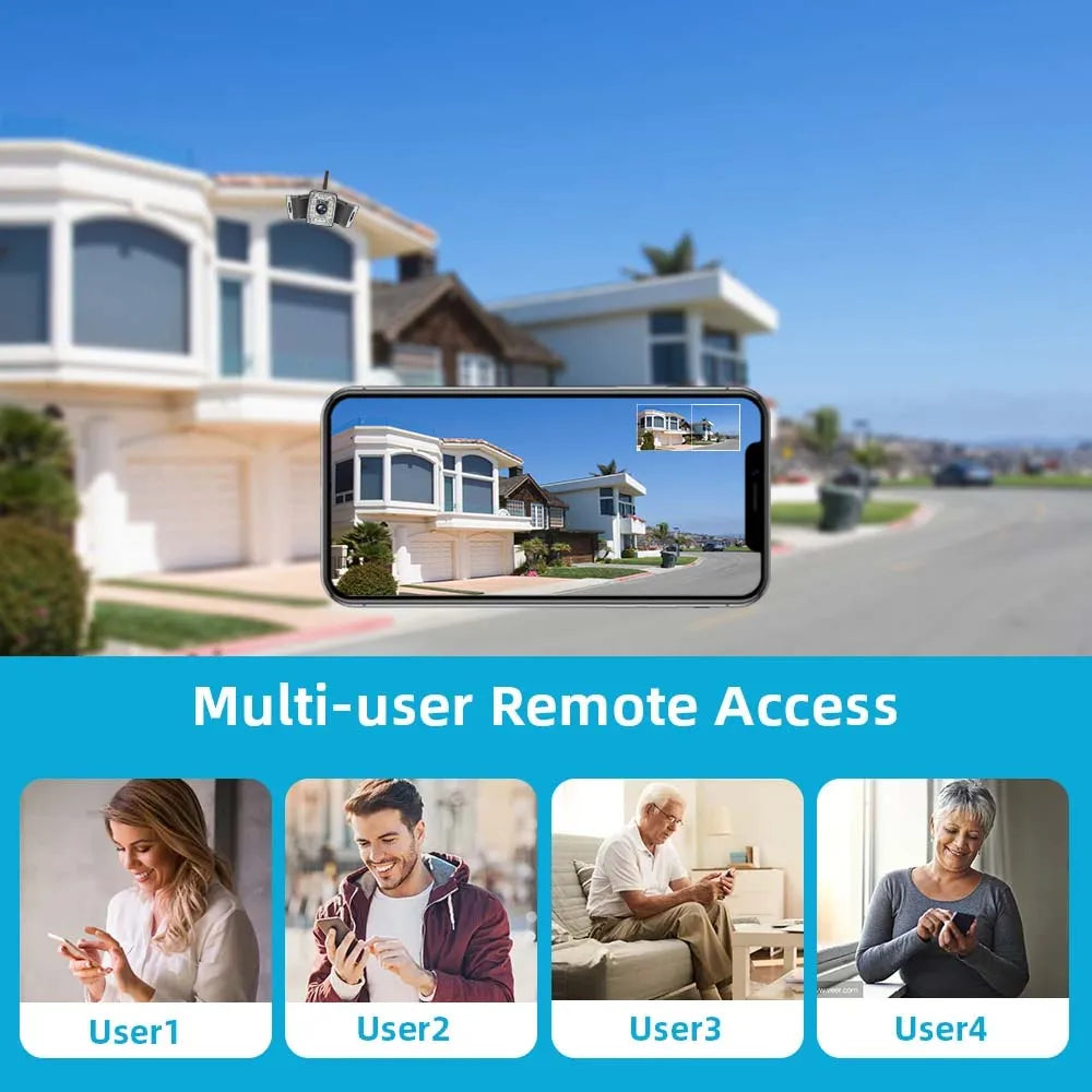 5K 9MP WiFi Outdoor Camera Three Lens Fixed 250° Wide Angle Panorama Cam Security Protection Motion Detection Video Surveillance