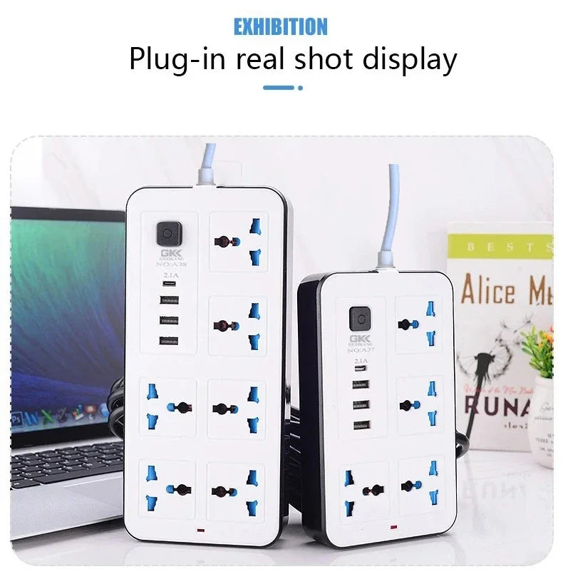 Xiaomi Power Multi Tap Universal Plug EU US UK Outlet Power Strip with 2m Extension Cord AC Type C USB Charge Electrical Socket