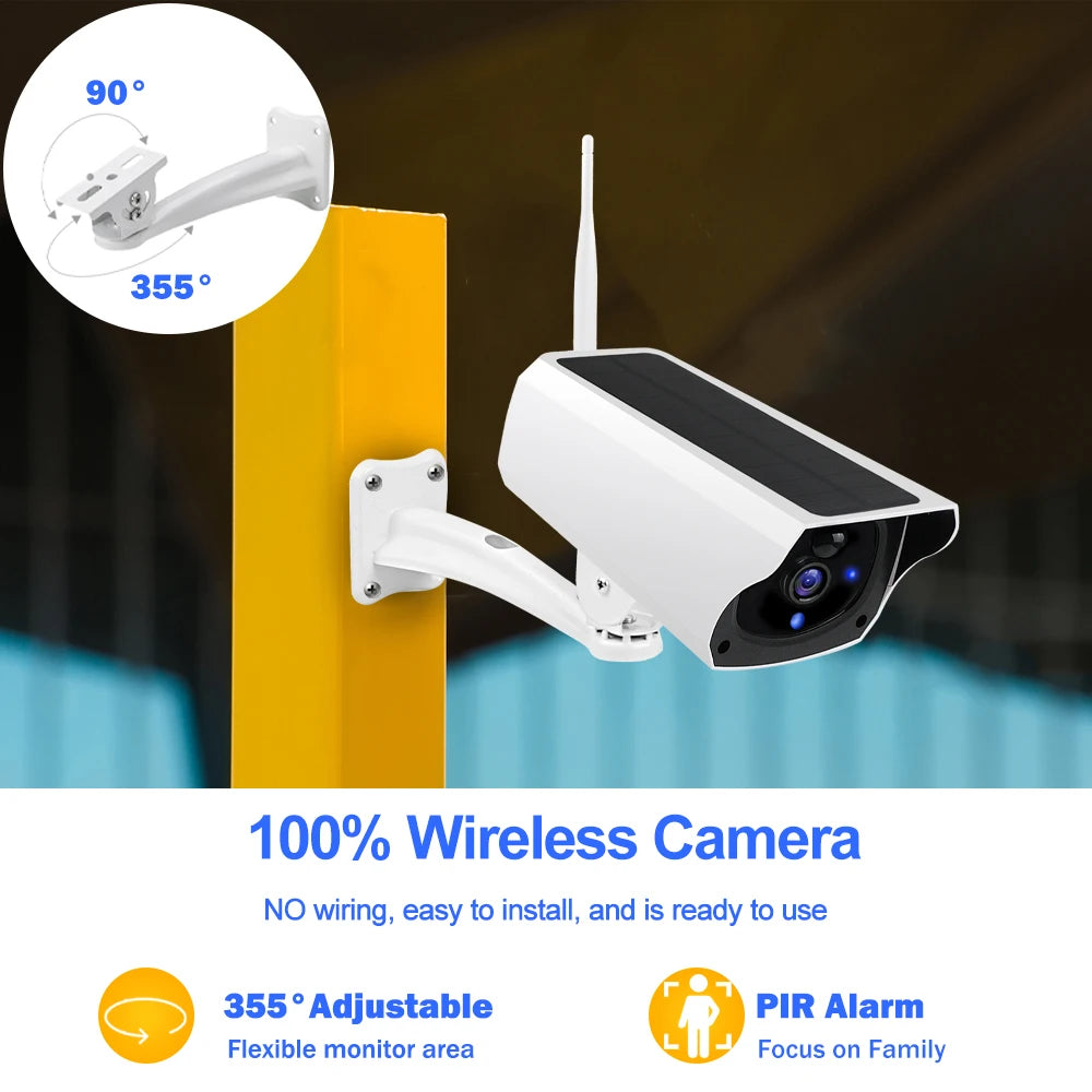 1080P IP Bullet Camera WiFi Outdoor Battery Solar Panel CCTV Wireless Surveillance Cam Home Security Protection Two Way Audio