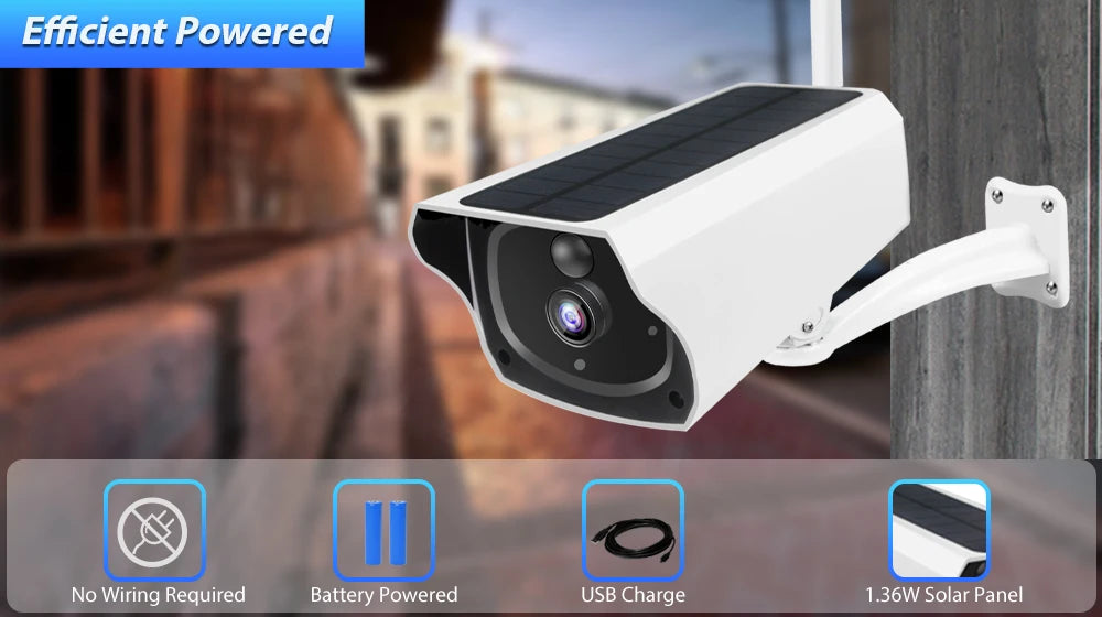 1080P IP Bullet Camera WiFi Outdoor Battery Solar Panel CCTV Wireless Surveillance Cam Home Security Protection Two Way Audio