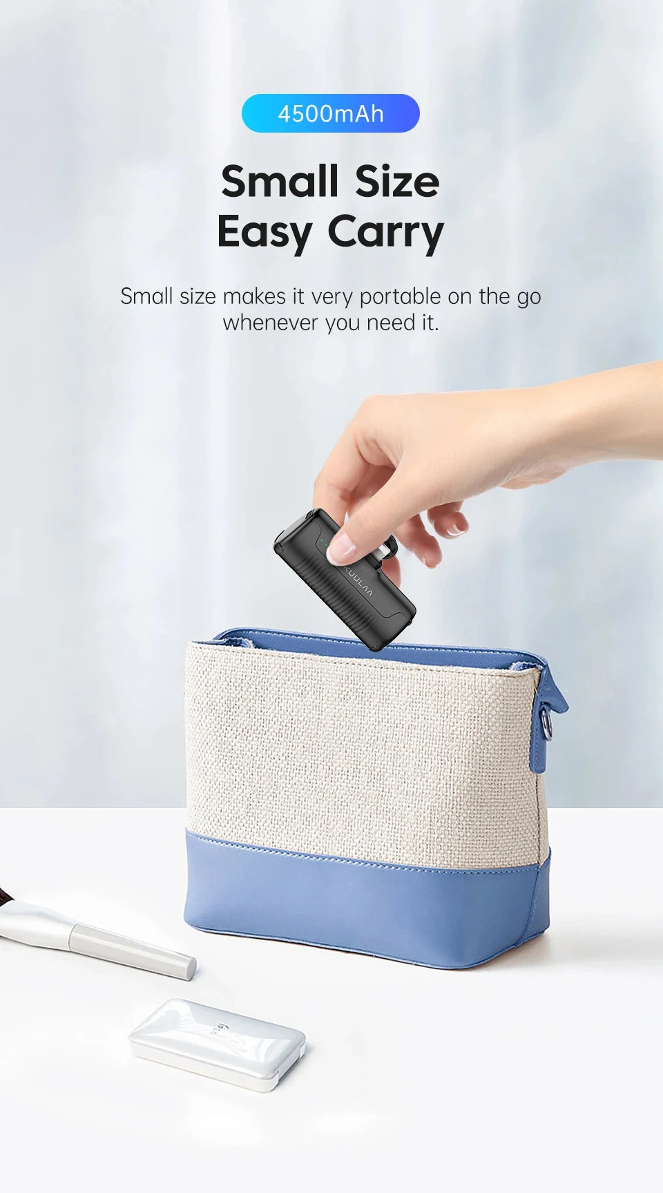 KUULAA Mini Power Bank 4500mAh PowerBank Portable Charger For iPhone 15 14 13 12 Pro Max Externe Batterie For Samsung/Xiaomi