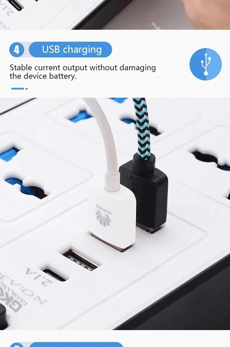 Xiaomi Power Multi Tap Universal Plug EU US UK Outlet Power Strip with 2m Extension Cord AC Type C USB Charge Electrical Socket
