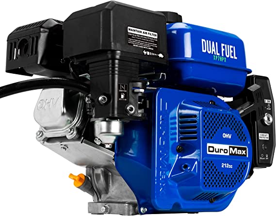 DuroMax 212cc 3/4&quot; Shaft Recoil/Electric Start Horizontal Dual Fuel Engine