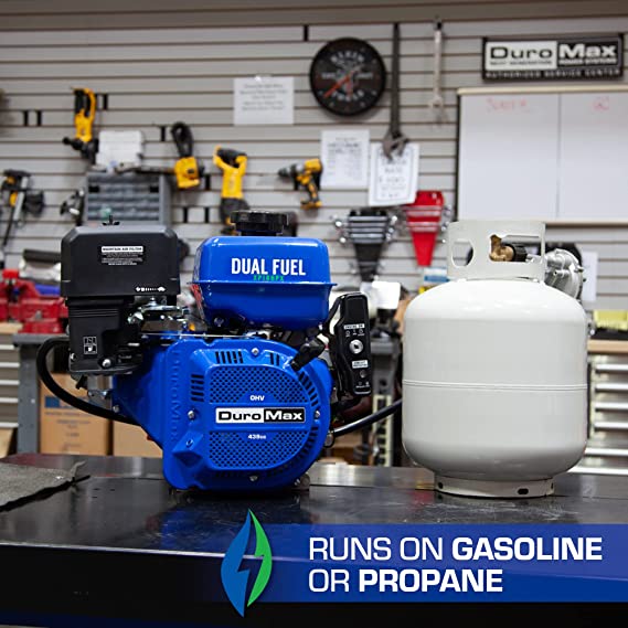 DuroMax 439cc 1&quot; Shaft Recoil/Electric Start Horizontal Dual Fuel Engine