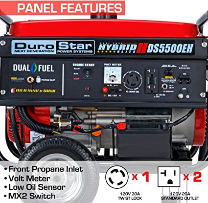DuroStar DS5500EH 5,500-Watt/4,500-Watt 224cc Electric Start Dual Fuel Portable Generator