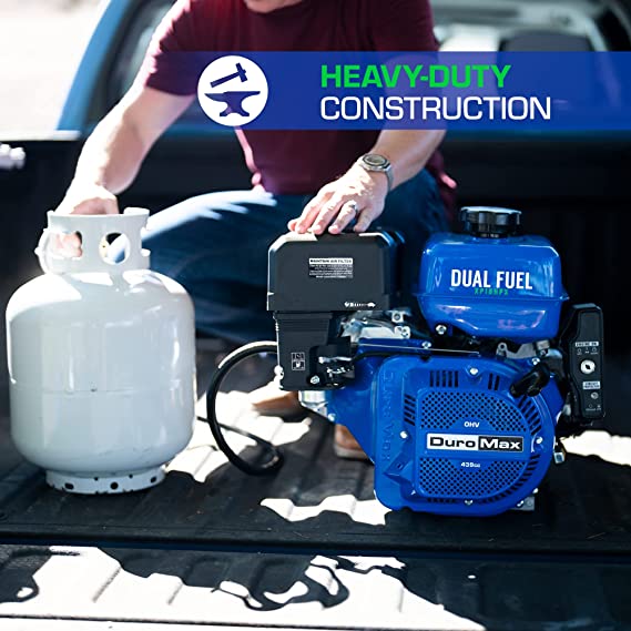 DuroMax 439cc 1&quot; Shaft Recoil/Electric Start Horizontal Dual Fuel Engine
