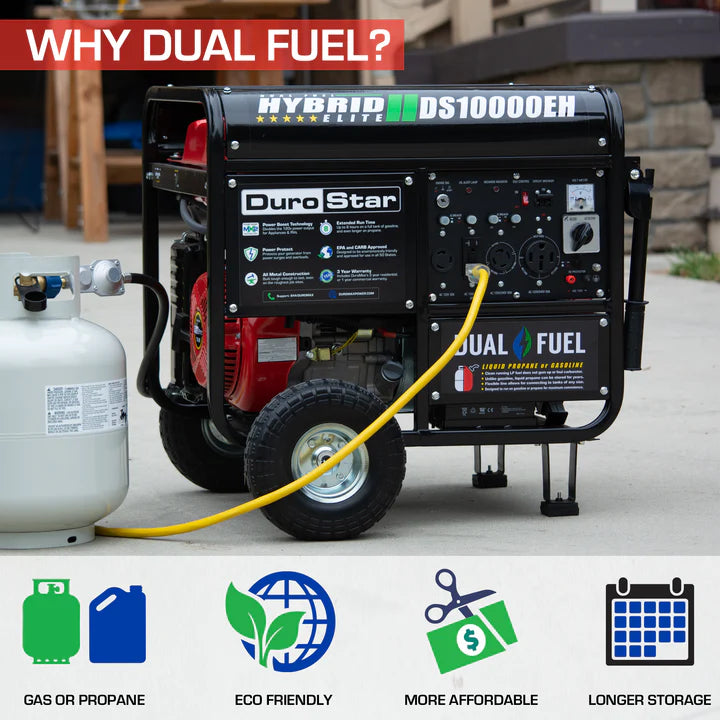DuroStar DS10000EH 10,000-Watt/8,500-Watt 439cc Electric Start Dual Fuel Portable Generator