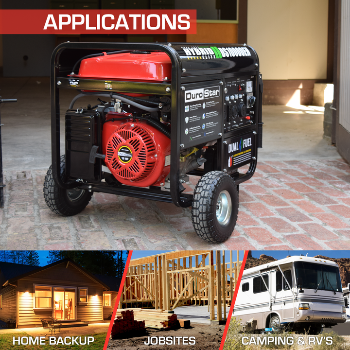 DuroStar DS10000EH 10,000-Watt/8,500-Watt 439cc Electric Start Dual Fuel Portable Generator