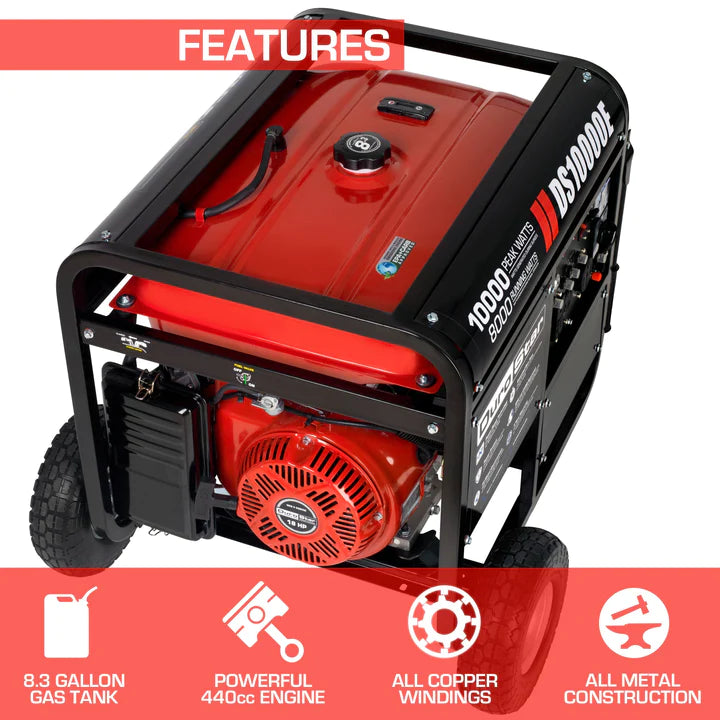 DuroStar DS10000E 10,000-Watt/8,500-Watt 439cc Electric Start Gas Powered Portable Generator