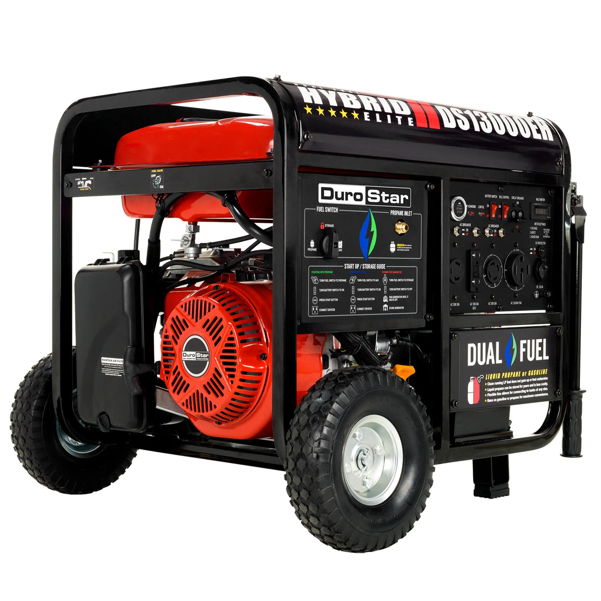 DuroStar DS13000EH 13,000-Watt/10,500-Wat 500cc Electric Start Dual Fuel Portable Generator