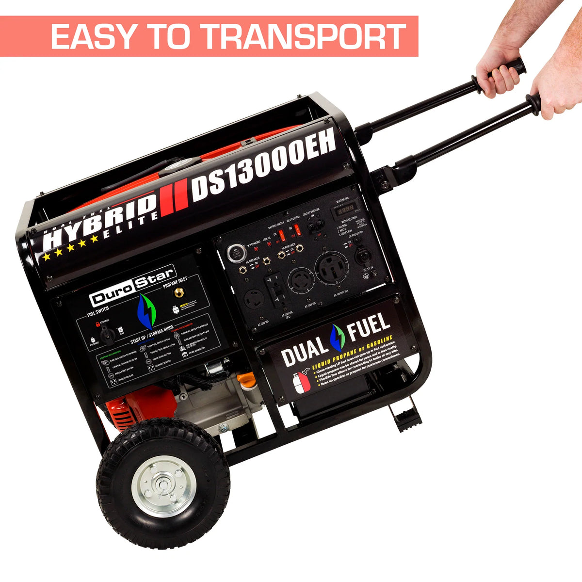 DuroStar DS13000EH 13,000-Watt/10,500-Wat 500cc Electric Start Dual Fuel Portable Generator