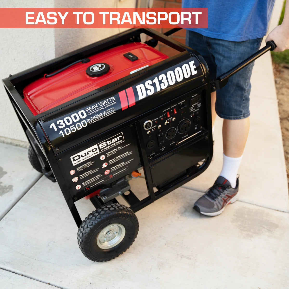 DuroStar DS13000E 13,000-Watt/10,500-Watt 500cc Electric Start Gas Powered Portable Generator