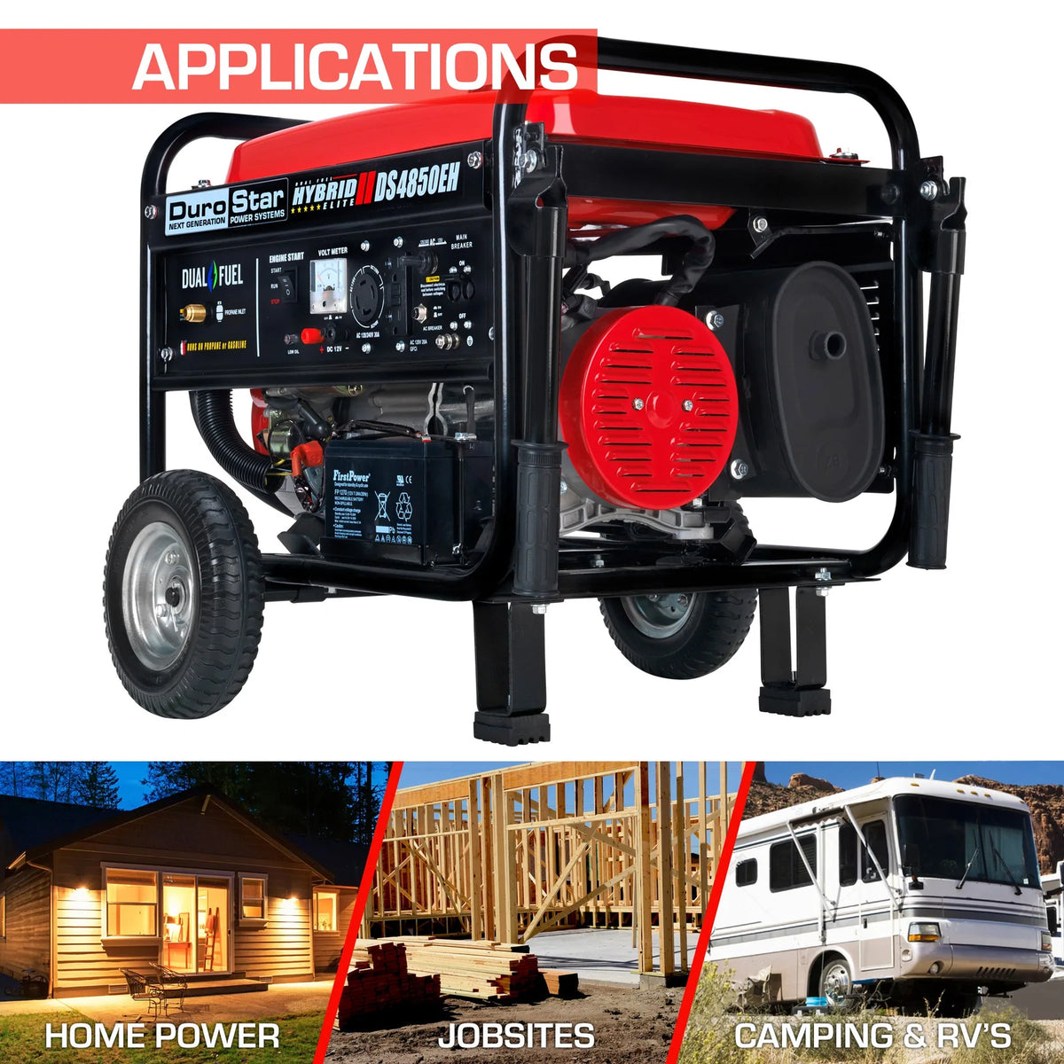 DuroStar DS4850EH 4,850-Watt/3,850-Watt 210cc Electric Start Dual Fuel Portable Generator