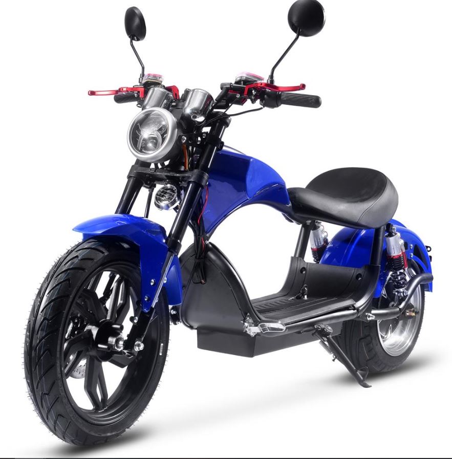 MotoTec Raven 60v 30ah 2500w Lithium Electric Scooter Blue