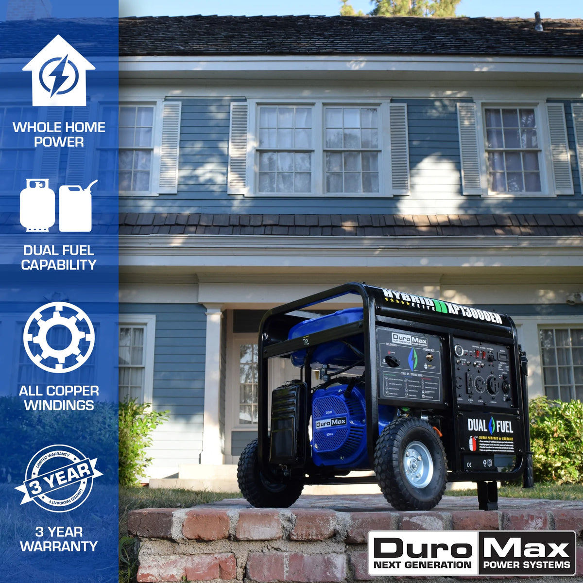 DuroMax XP13000E 13,000-Watt/10,500-Watt 500cc Electric Start Gas Powered Portable Generator