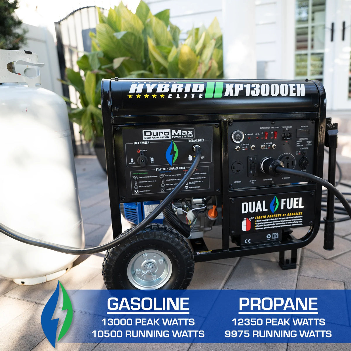 DuroMax XP13000EH 13,000-Watt/10,500-Watt 500cc Portable Gas Propane Generator