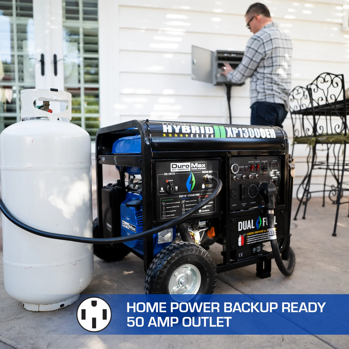 DuroMax XP13000EH 13,000-Watt/10,500-Watt 500cc Portable Gas Propane Generator