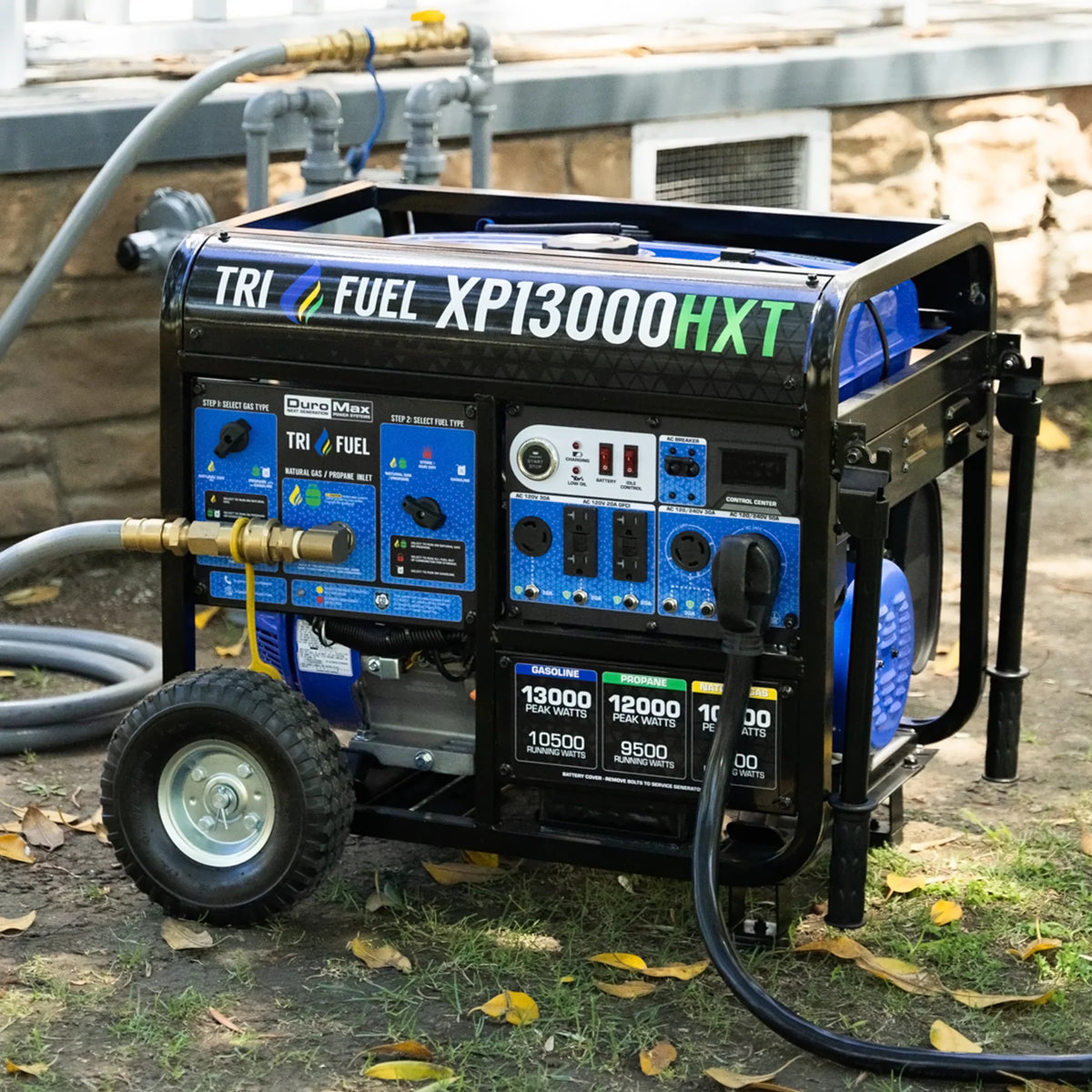 DuroMax XP13000HXT 13,000-Watt/10,500-Watt 500cc Tri Fuel Portable Generator with CO Alert