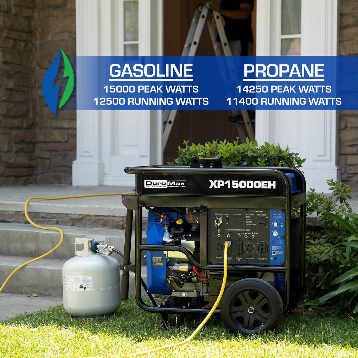 DuroMax XP15000EH 15,000-Watt/12,000-Watt 713cc V-Twin Electric Start Dual Fuel Portable Generator