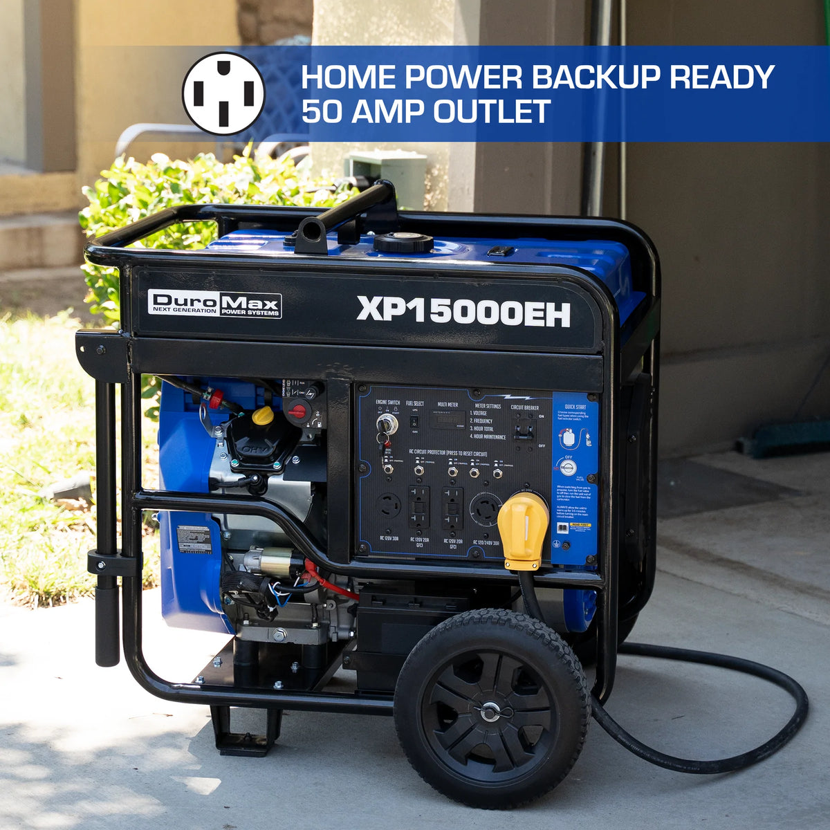 DuroMax XP15000EH 15,000-Watt/12,000-Watt 713cc V-Twin Electric Start Dual Fuel Portable Generator