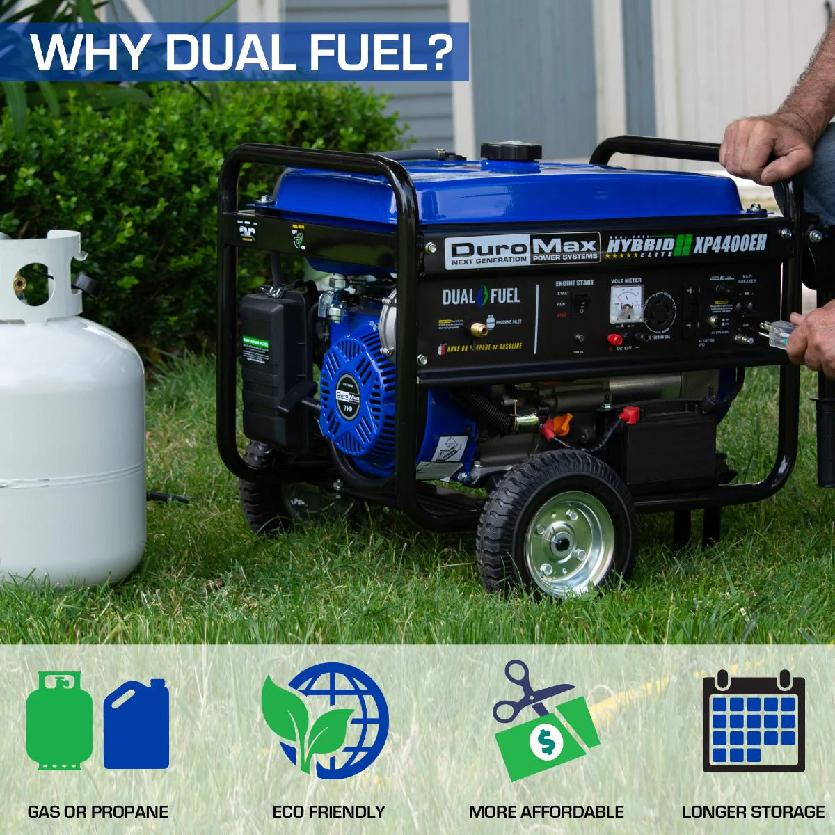 DuroMax XP4400EH 4,400-Watt/3,500-Watt 210cc Electric Start Dual Fuel Portable Generator