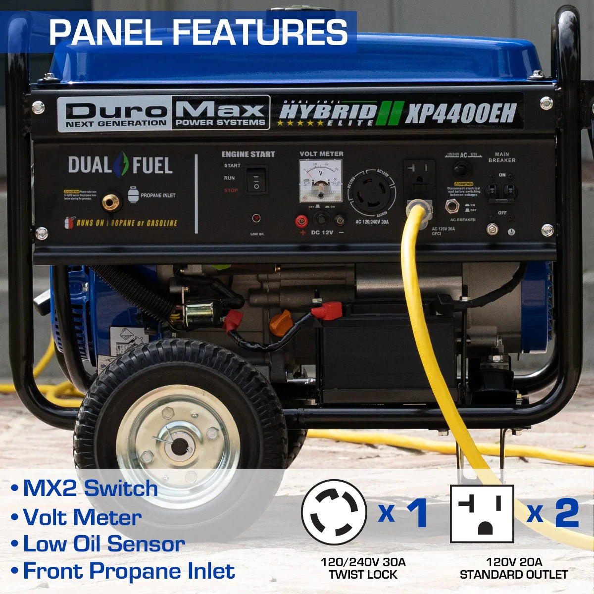 DuroMax XP4400EH 4,400-Watt/3,500-Watt 210cc Electric Start Dual Fuel Portable Generator