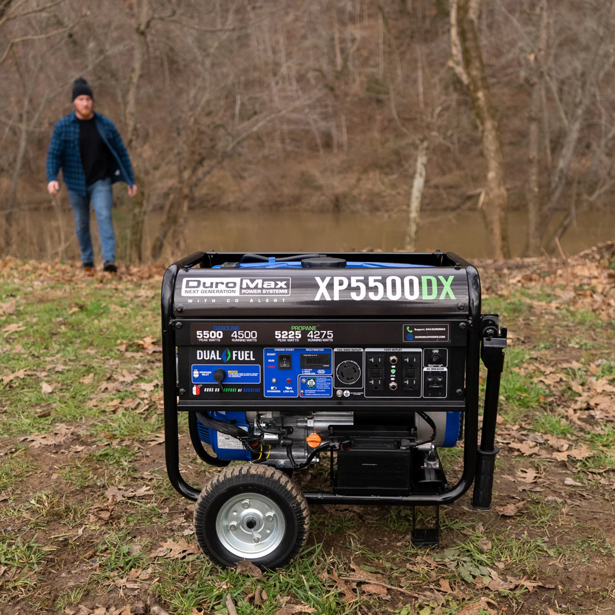 DuroMax XP5500DX 5,500-Watt/4,500-Watt 224cc Electric Start Dual Fuel Portable Generator w/ CO Alert