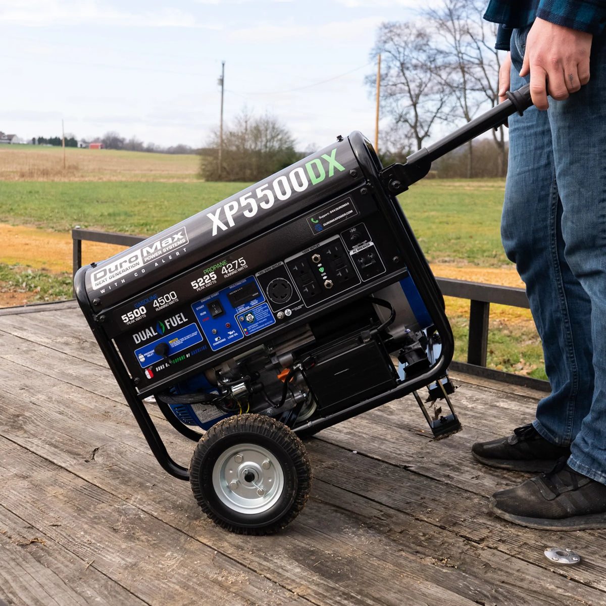 DuroMax XP5500DX 5,500-Watt/4,500-Watt 224cc Electric Start Dual Fuel Portable Generator w/ CO Alert