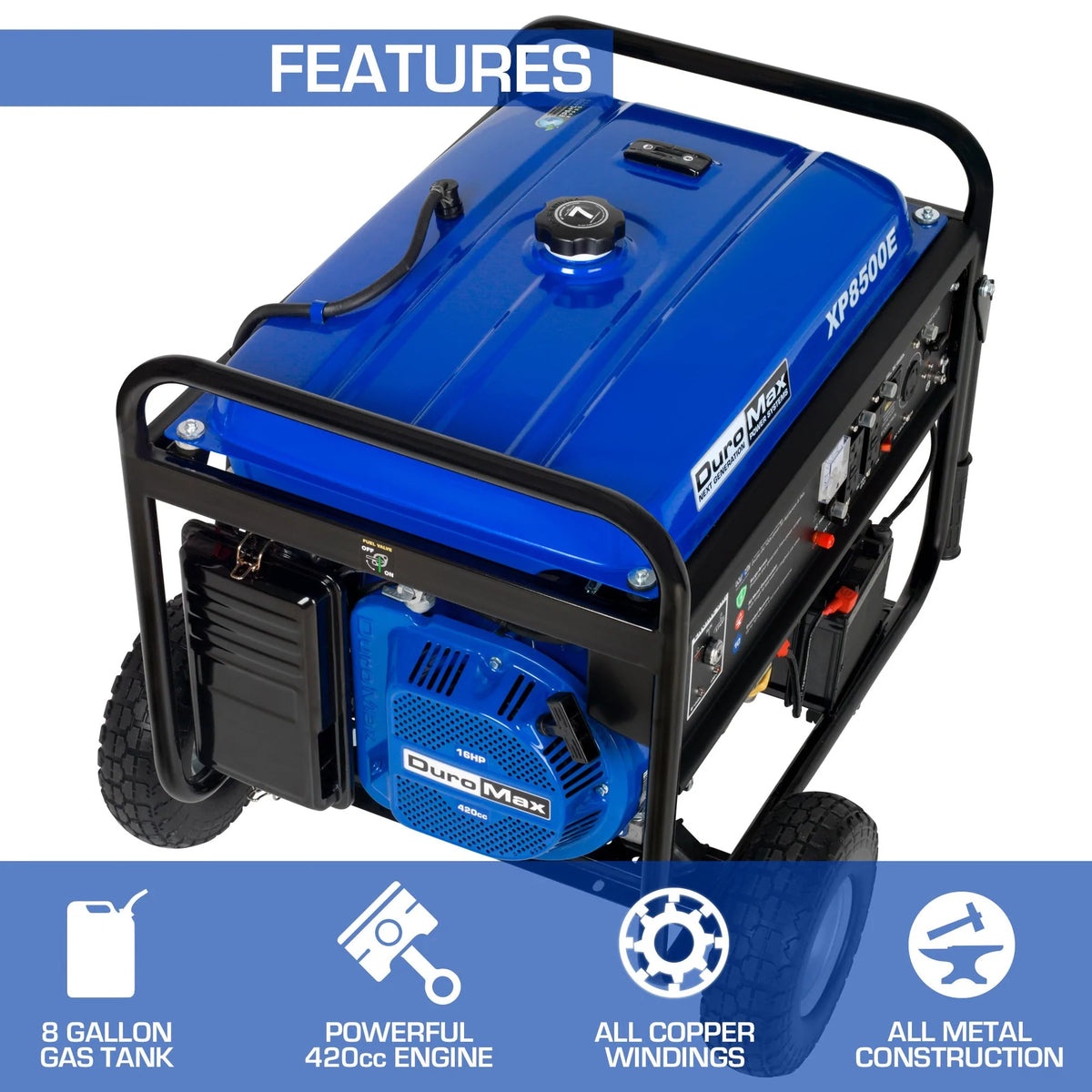 DuroMax XP8500E 8,500-Watt/7,000-Watt 420cc Electric Start Gas Powered Portable Generator