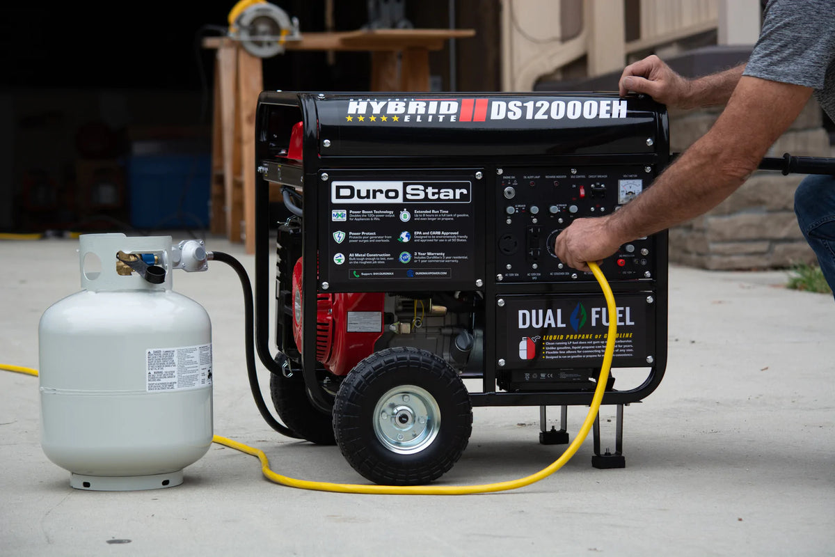 DuroStar DS12000EH 12,000-Watt/9,500-Watt 457cc Electric Start Dual Fuel Portable Generator
