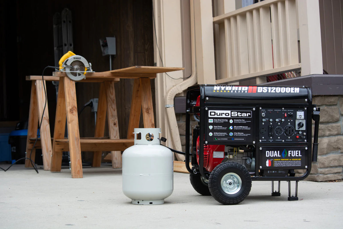 DuroStar DS12000EH 12,000-Watt/9,500-Watt 457cc Electric Start Dual Fuel Portable Generator
